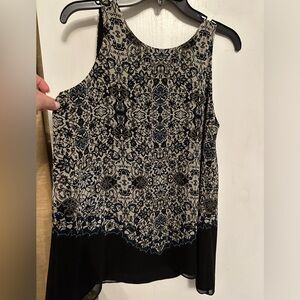 NWT Max Studio Flowy Tank in Black, Blue & Cream - Size M